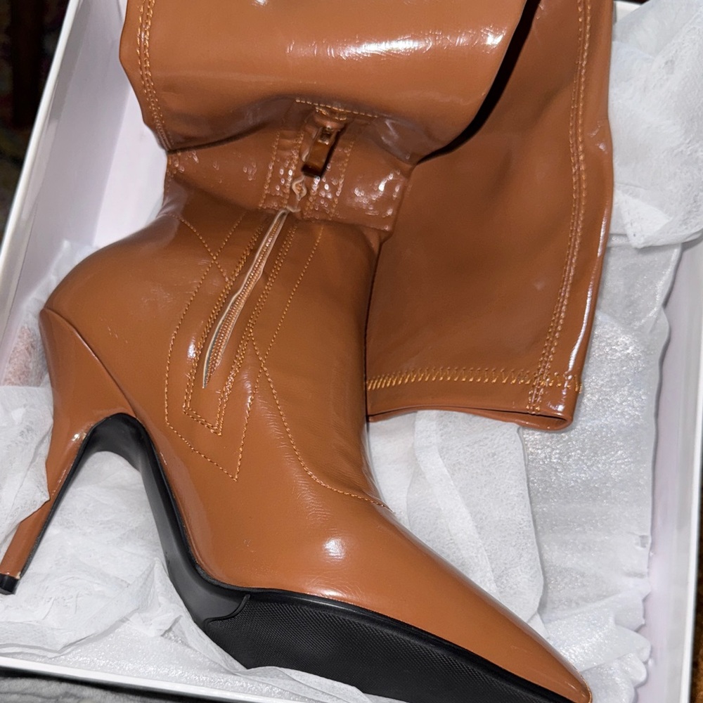 🔥sexy pleaser  shiny Brown Over-the-Knee Boots - Picture 8 of 12